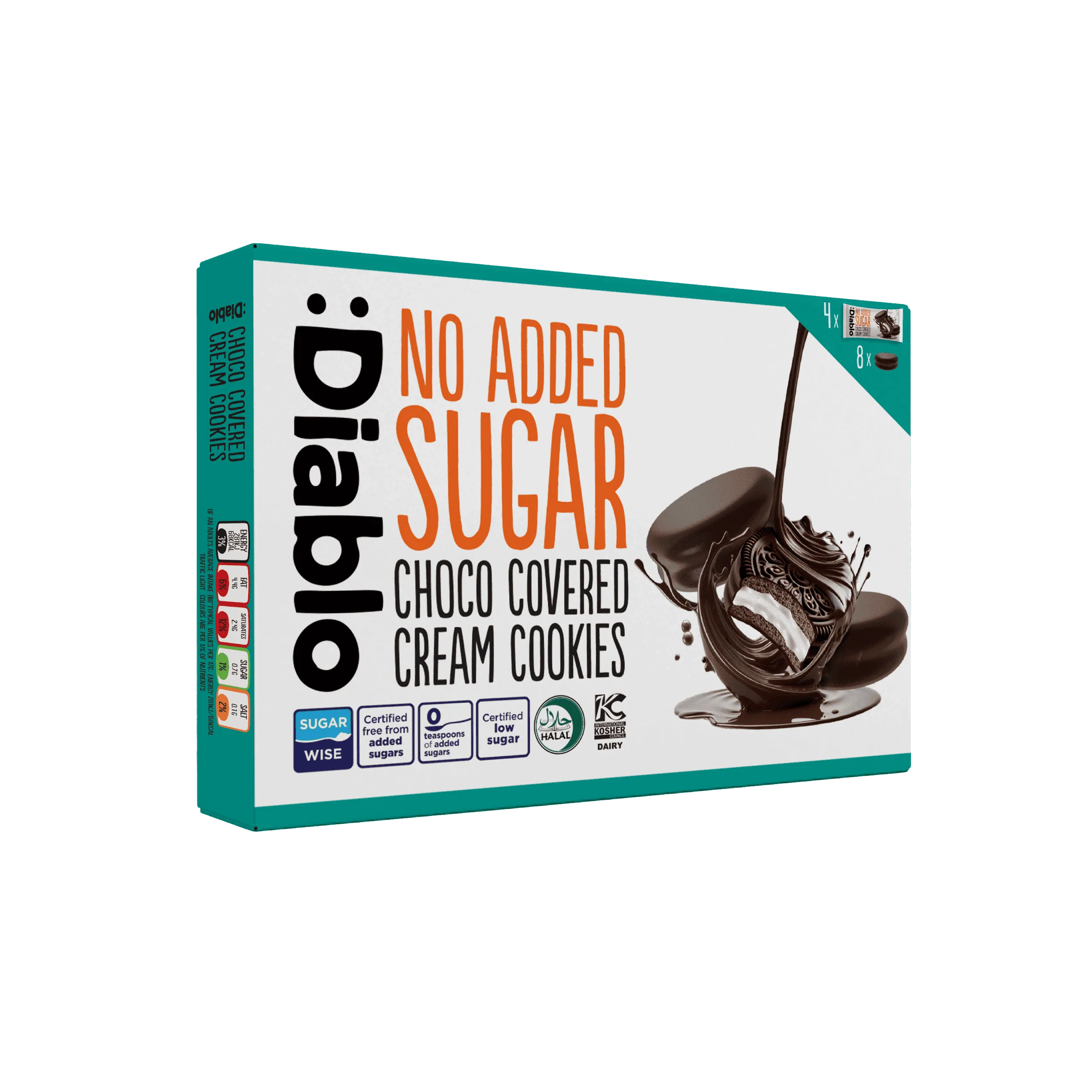 Diablo Sugar Free Choco Covered Cream Cookies 136g