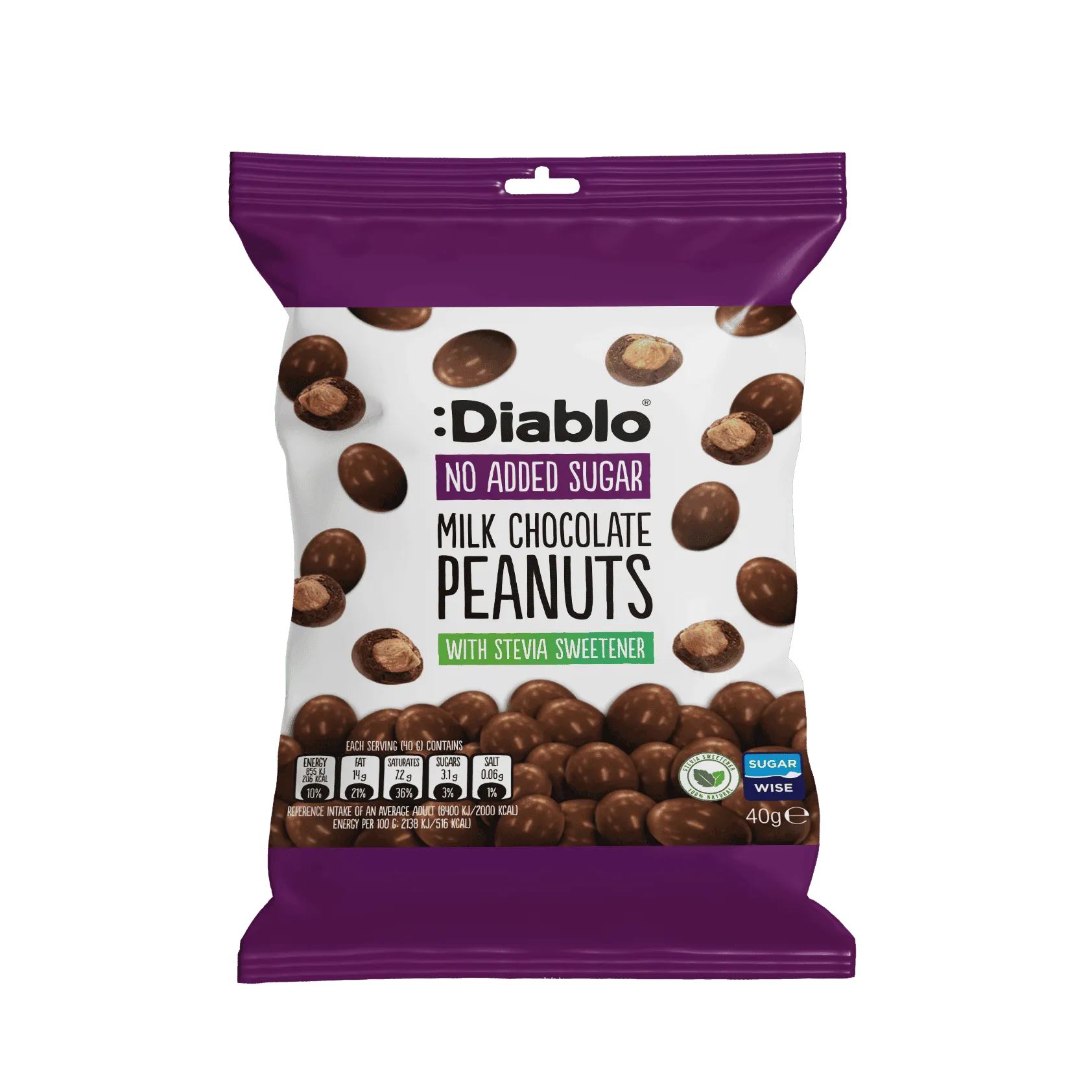 Diablo Sugar Free Chocolate Peanuts 40g