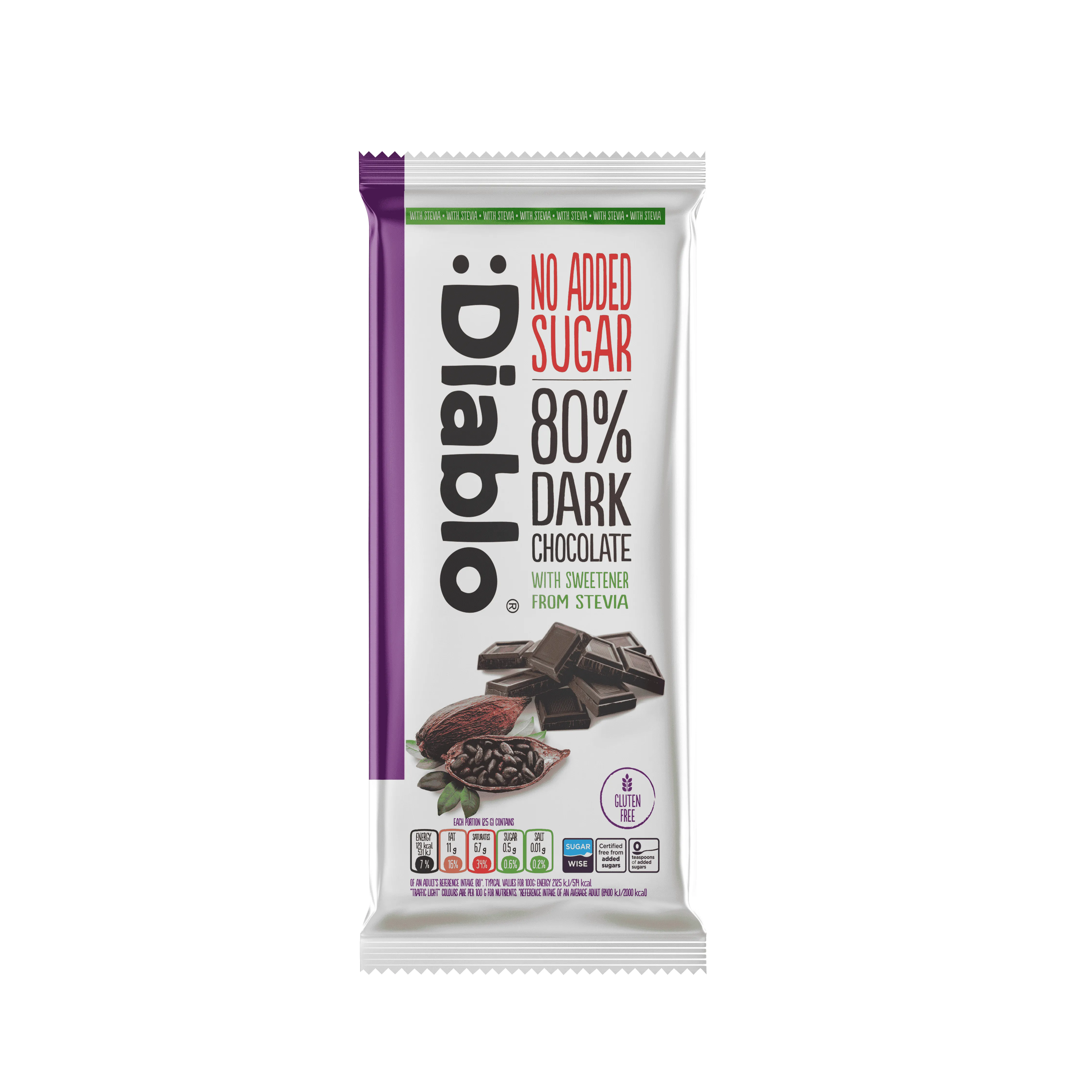 Dark Chocolate 80% Stevia 75g