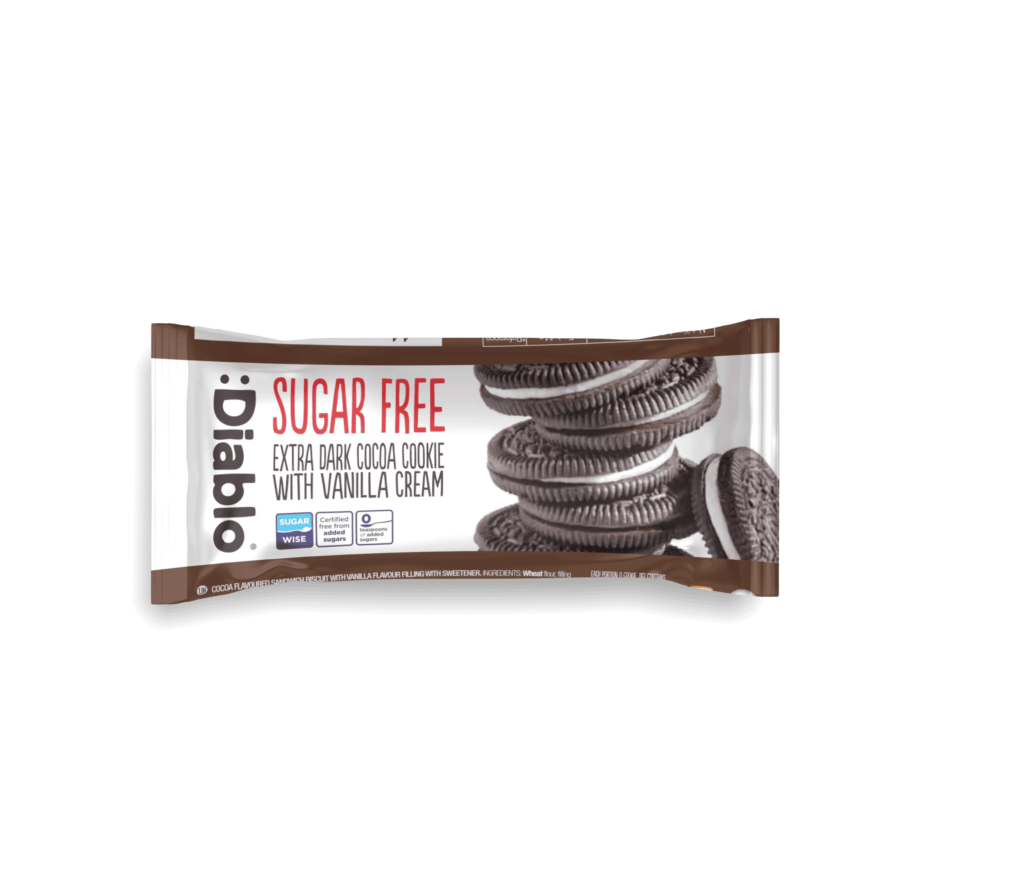 Diablo Sugar Free Extra Dark Sandwich Cookies 44g