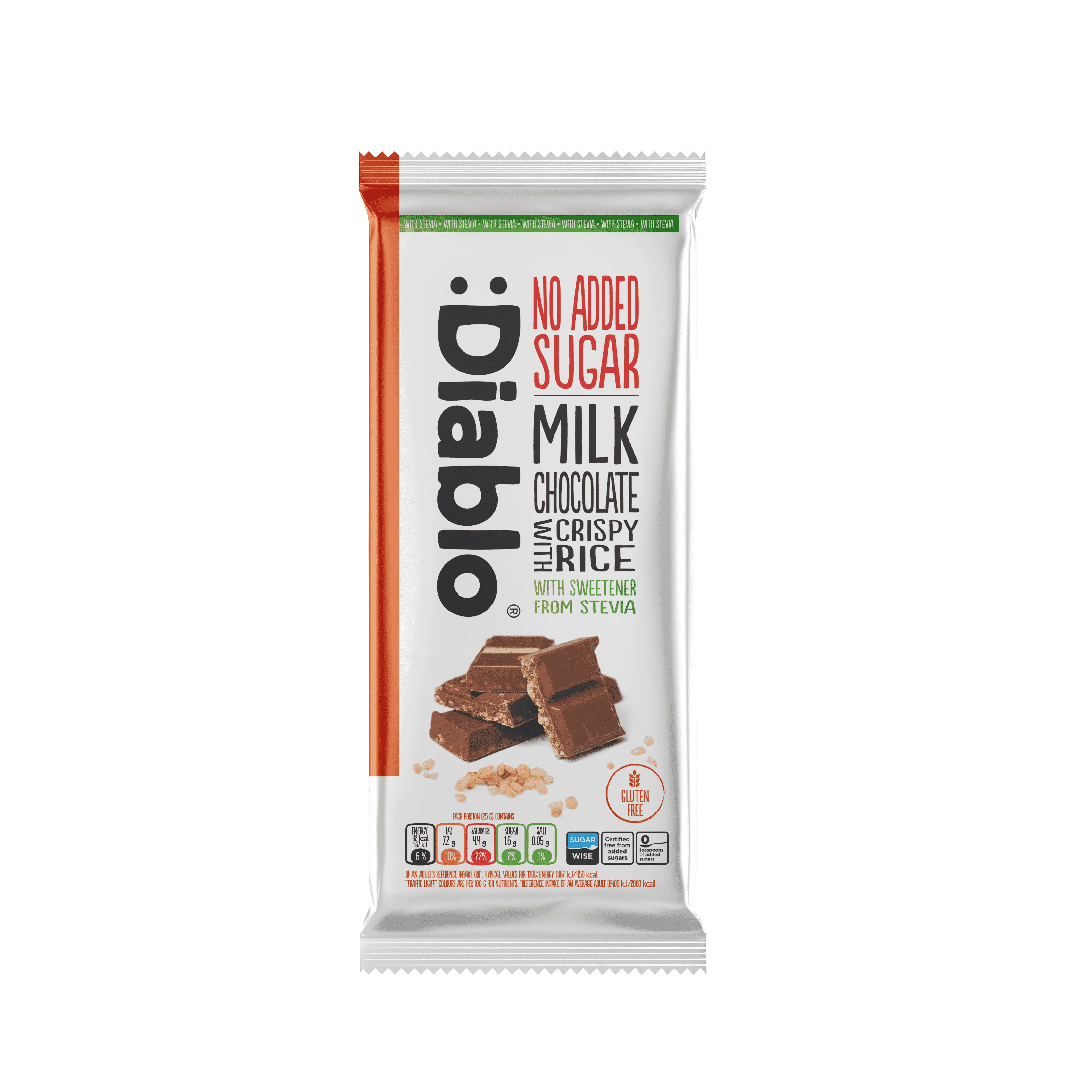Milk Chocolate with Crispy Rice Stevia 75g