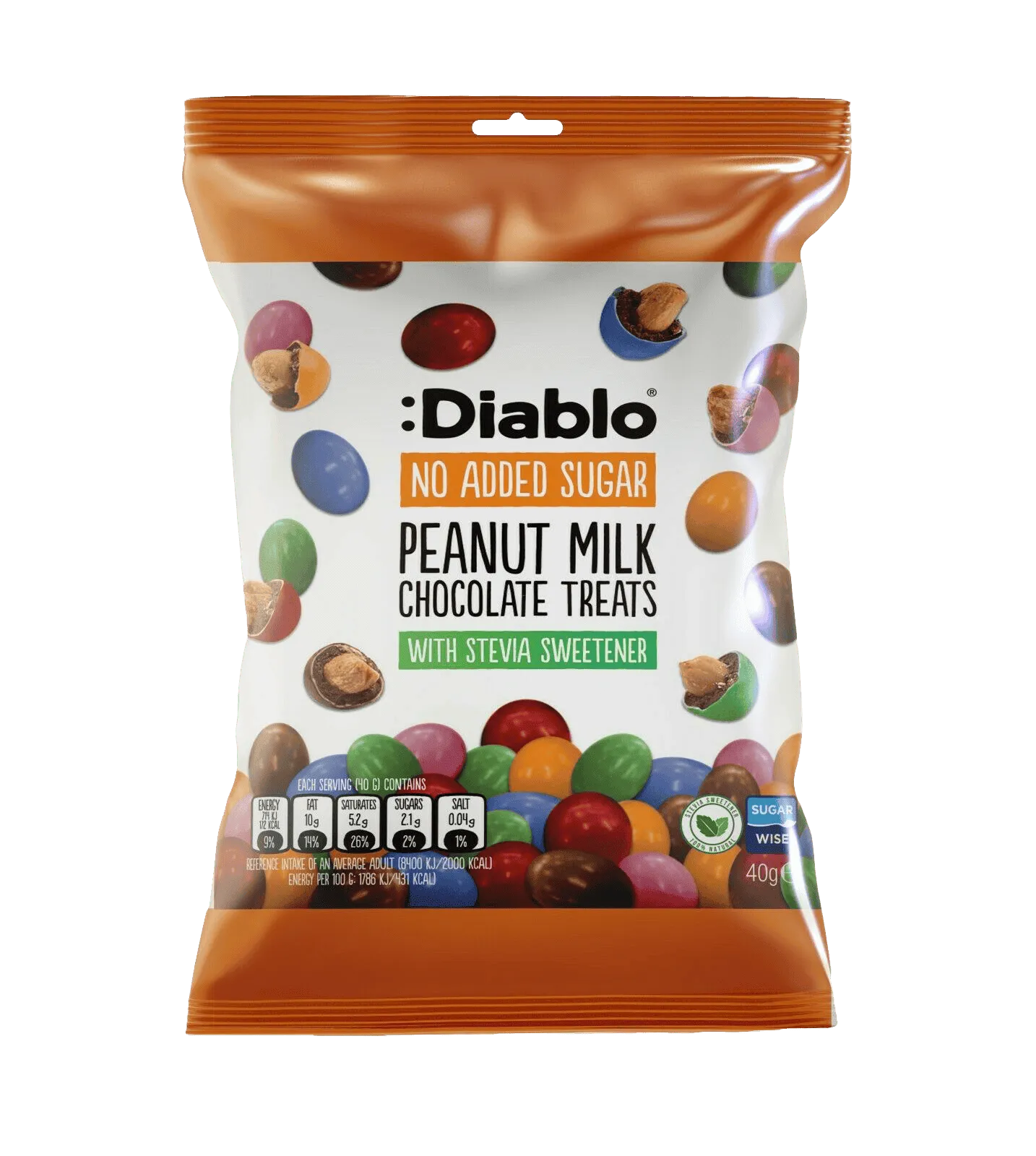 Diablo Sugar Free Peanut Milk Choc Treats 40g